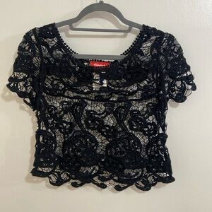 NWT Rainbow size medium black crochet crop top